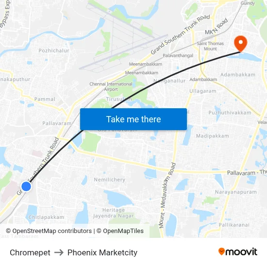 Chromepet to Phoenix Marketcity map