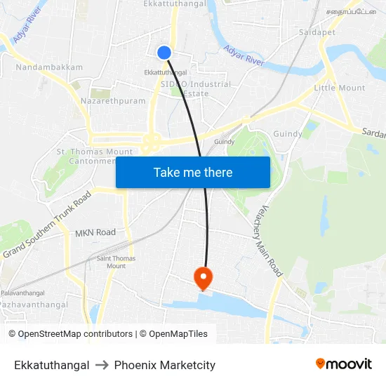 Ekkatuthangal to Phoenix Marketcity map