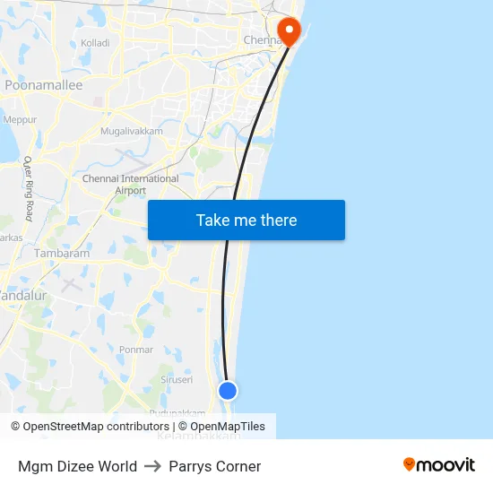Mgm Dizee World to Parrys Corner map