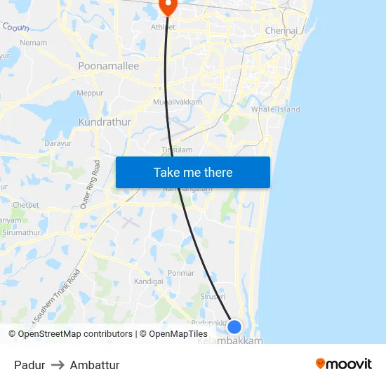 Padur to Ambattur map