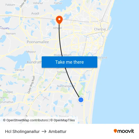 Hcl Sholinganallur to Ambattur map