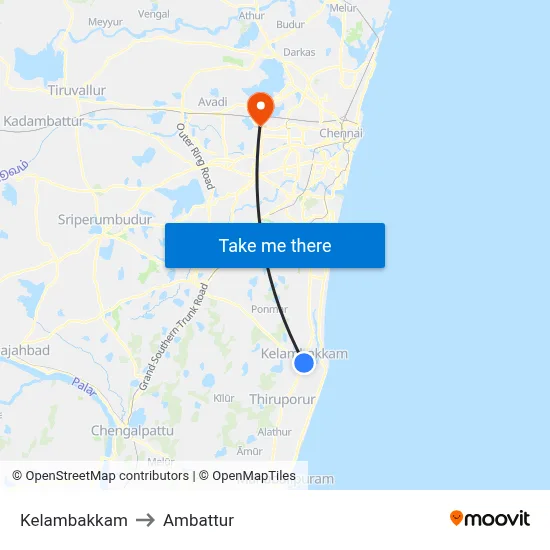 Kelambakkam to Ambattur map
