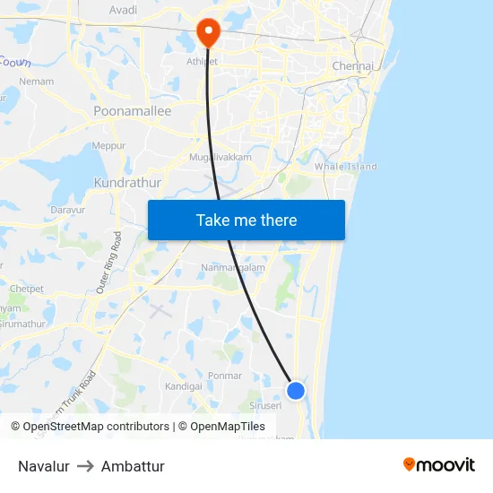 Navalur to Ambattur map