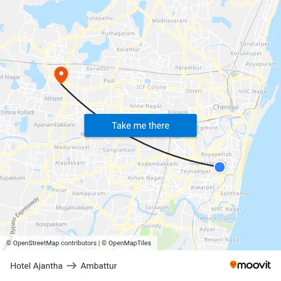 Hotel Ajantha to Ambattur map