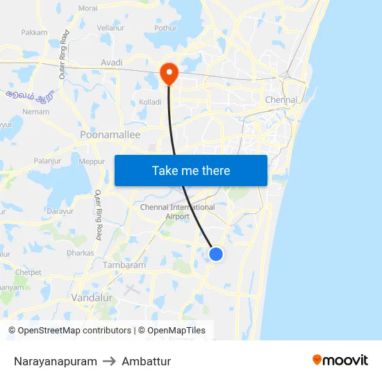 Narayanapuram to Ambattur map