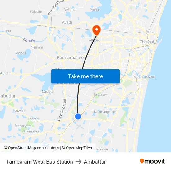 Tambaram West Bus Station to Ambattur map