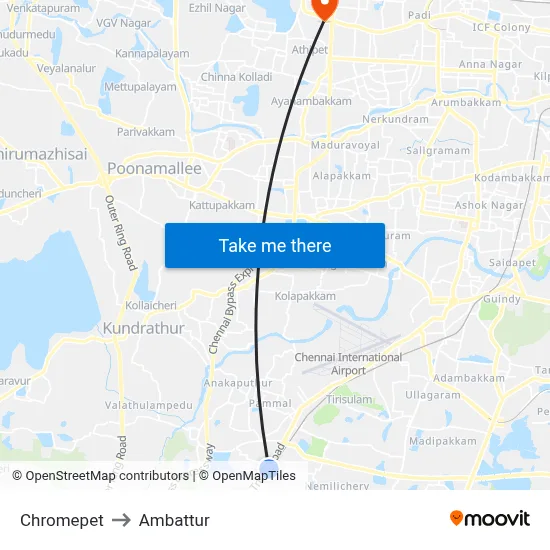 Chromepet to Ambattur map