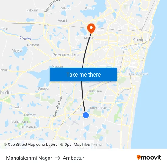Mahalakshmi Nagar to Ambattur map