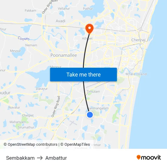 Sembakkam to Ambattur map