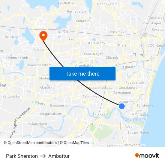 Park Sheraton to Ambattur map