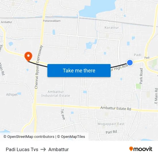 Padi Lucas Tvs to Ambattur map
