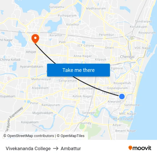 Vivekananda College to Ambattur map