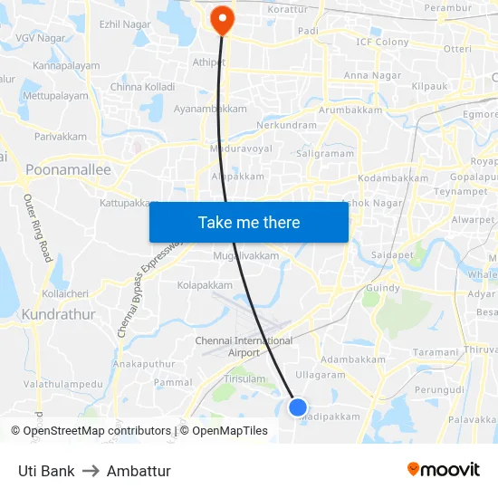 Uti Bank to Ambattur map