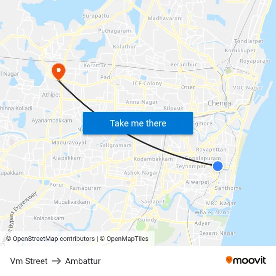 Vm Street to Ambattur map