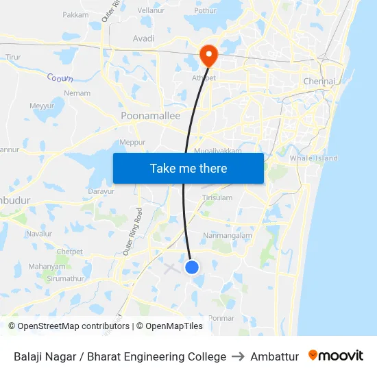 Balaji Nagar / Bharat Engineering College to Ambattur map