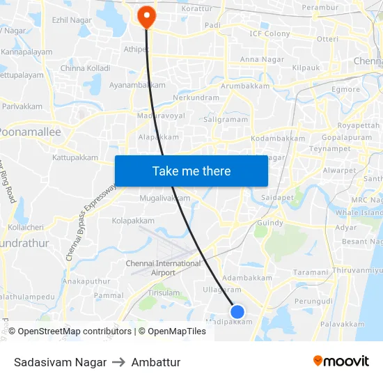 Sadasivam Nagar to Ambattur map