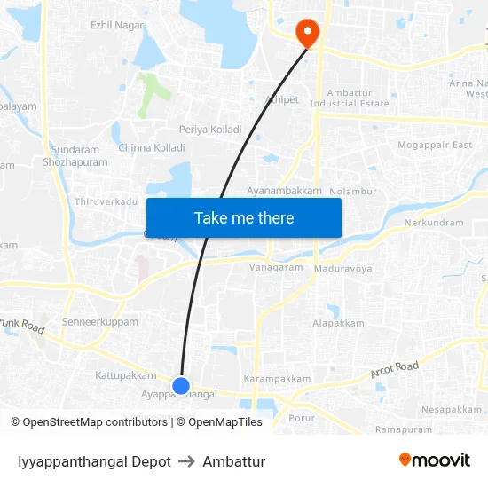 Iyyappanthangal Depot to Ambattur map