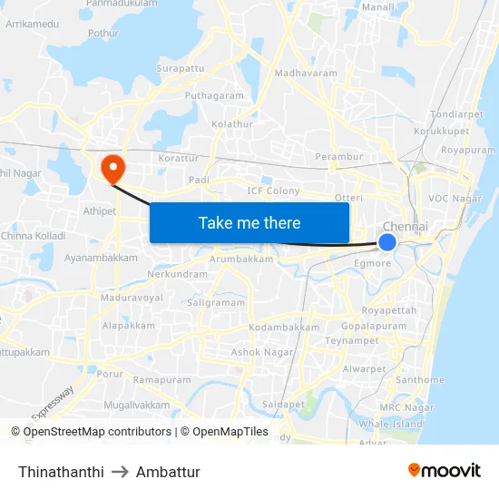Thinathanthi to Ambattur map