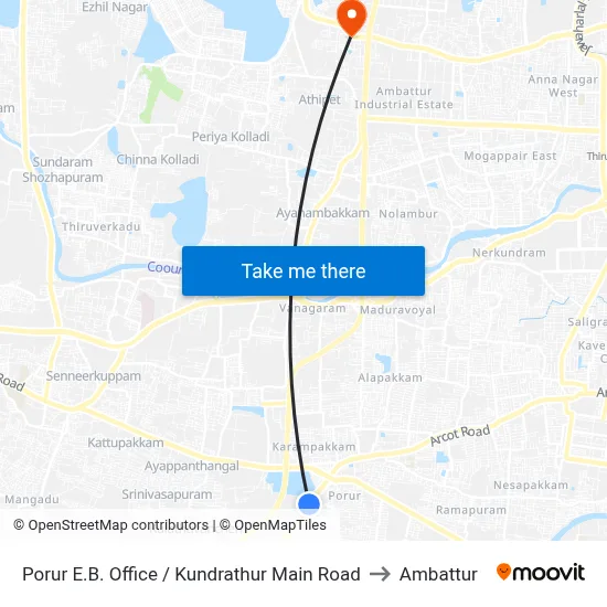 Porur E.B. Office / Kundrathur Main Road to Ambattur map