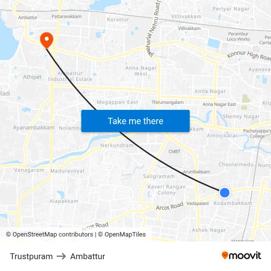Trustpuram to Ambattur map