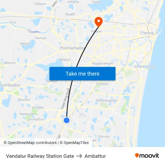 Vandalur Railway Station Gate to Ambattur map