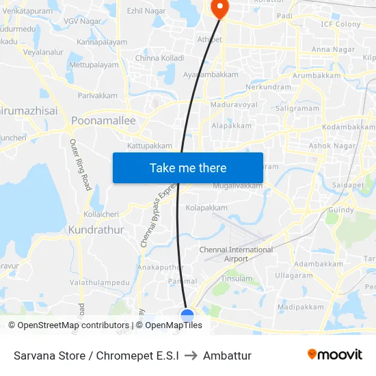 Sarvana Store / Chromepet E.S.I to Ambattur map