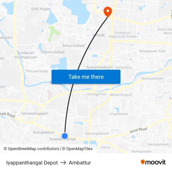 Iyappanthangal Depot to Ambattur map