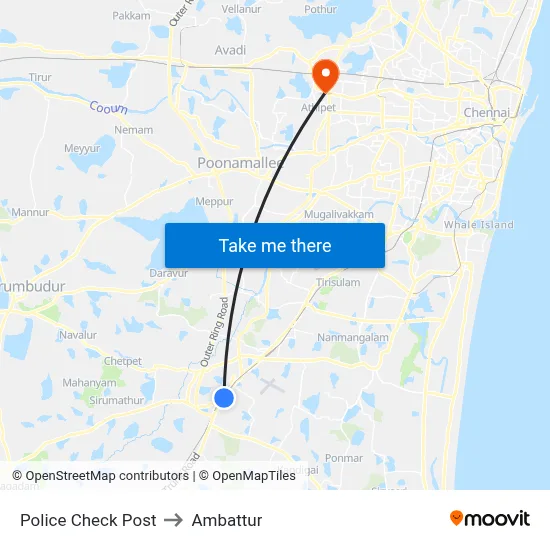 Police Check Post to Ambattur map