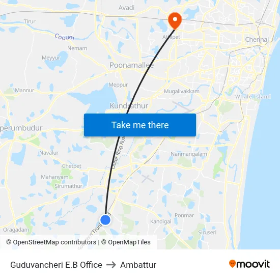 Guduvancheri E.B Office to Ambattur map