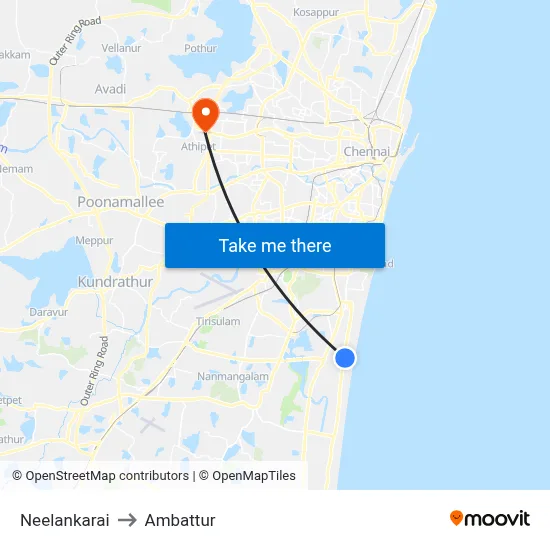 Neelankarai to Ambattur map