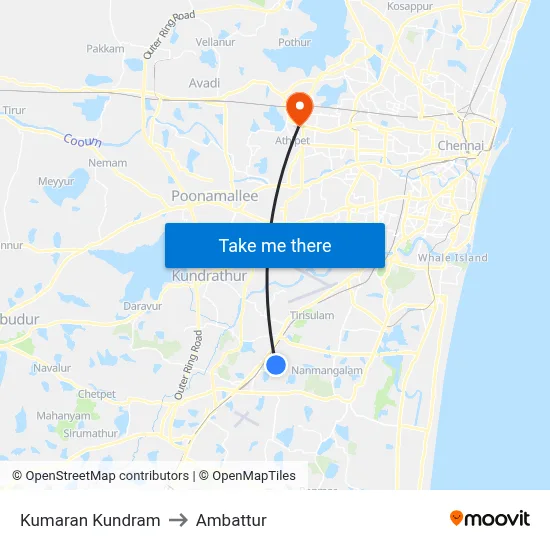 Kumaran Kundram to Ambattur map