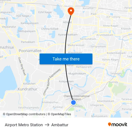 Airport Metro Station to Ambattur map