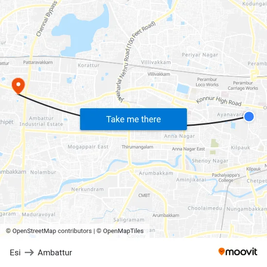 Esi to Ambattur map