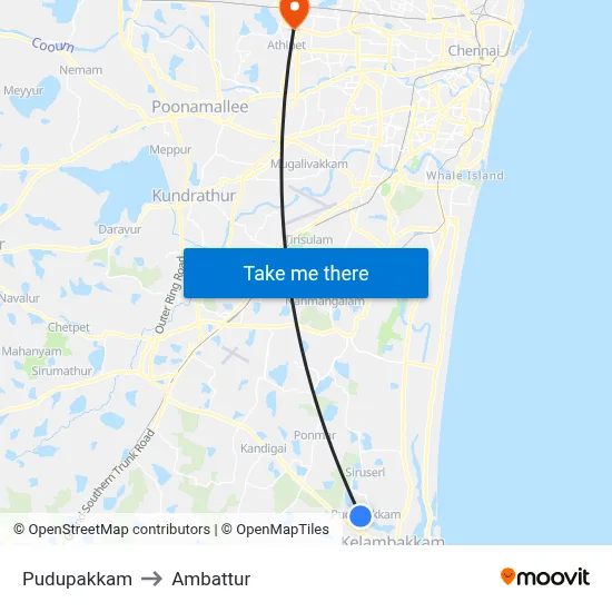 Pudupakkam to Ambattur map