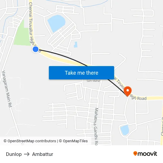 Dunlop to Ambattur map