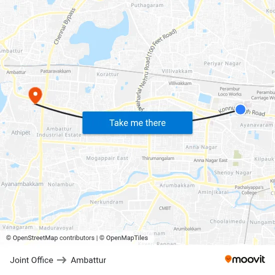 Joint Office to Ambattur map