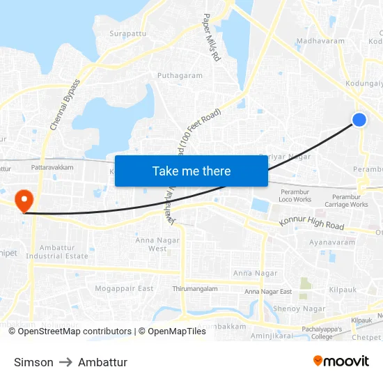 Simson to Ambattur map
