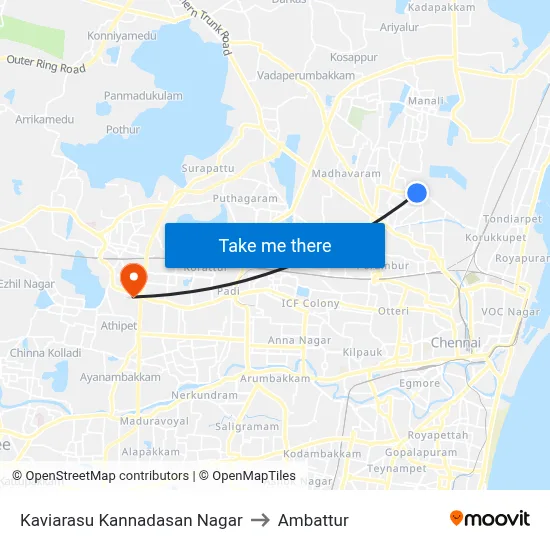 Kaviarasu Kannadasan Nagar to Ambattur map
