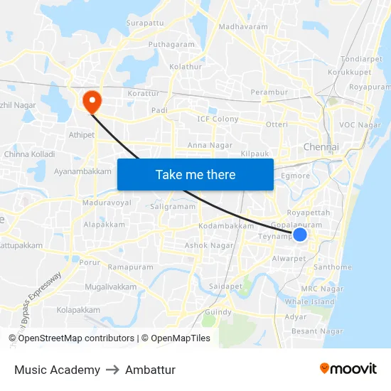 Music Academy to Ambattur map