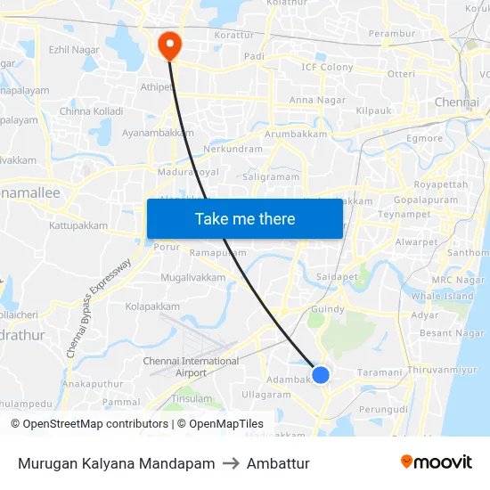 Murugan Kalyana Mandapam to Ambattur map
