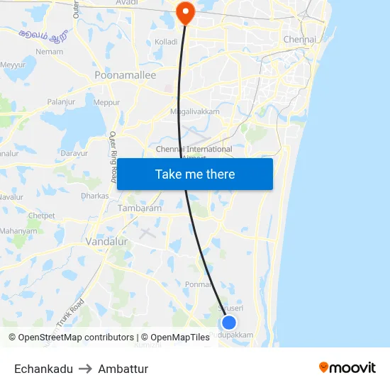 Echankadu to Ambattur map