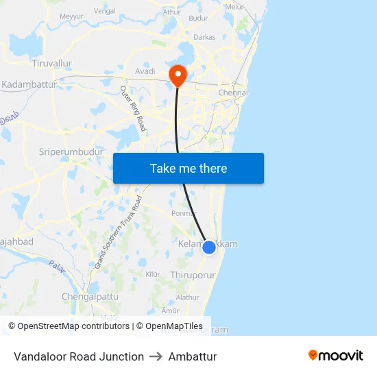 Vandaloor Road Junction to Ambattur map