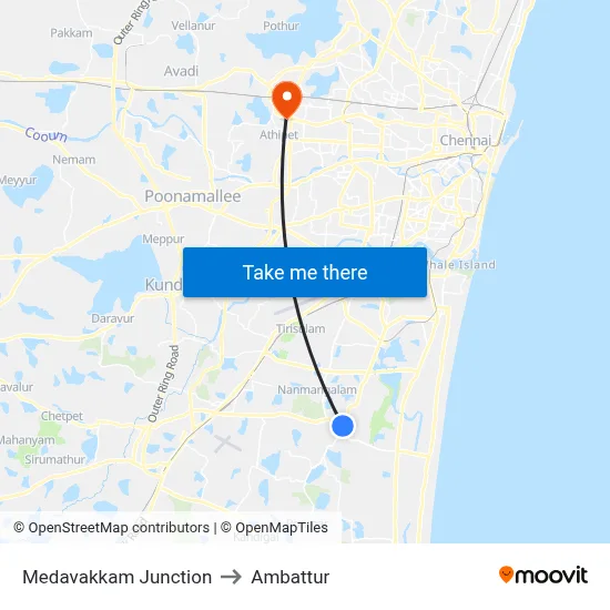 Medavakkam Junction to Ambattur map