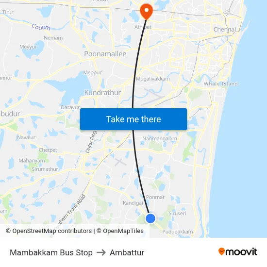 Mambakkam Bus Stop to Ambattur map