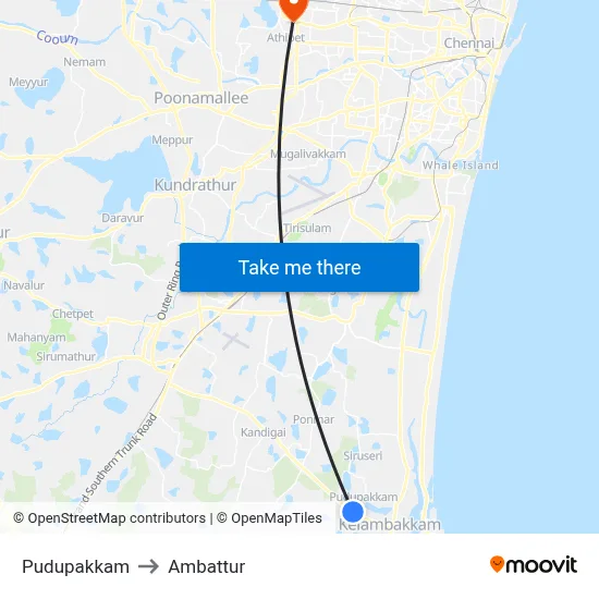 Pudupakkam to Ambattur map
