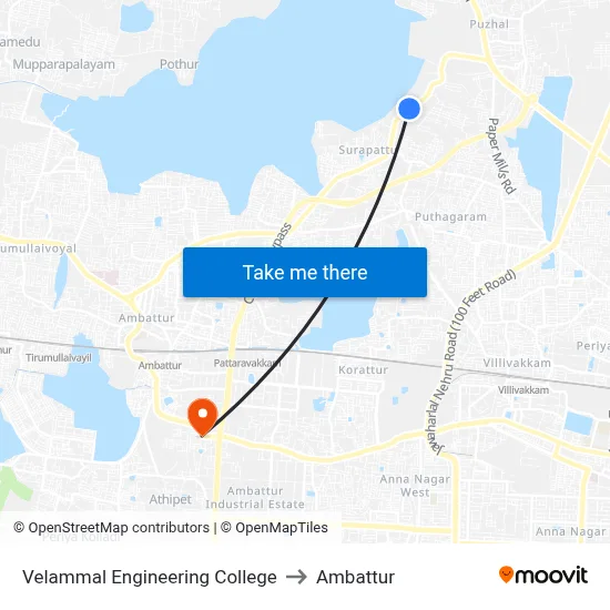 Velammal Engineering College to Ambattur map