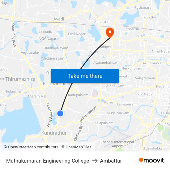 Muthukumaran Engineering College to Ambattur map