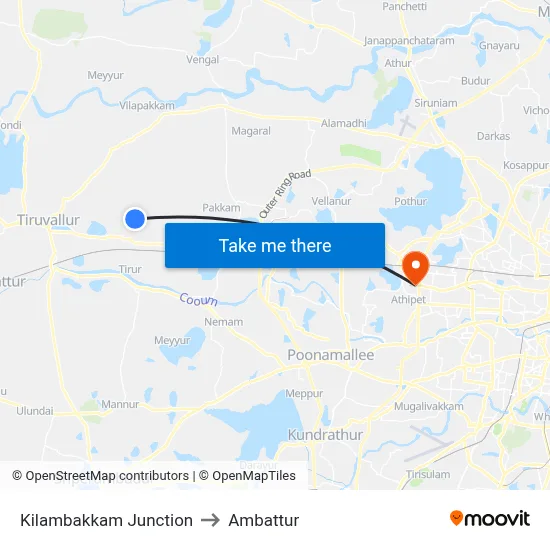 Kilambakkam Junction to Ambattur map