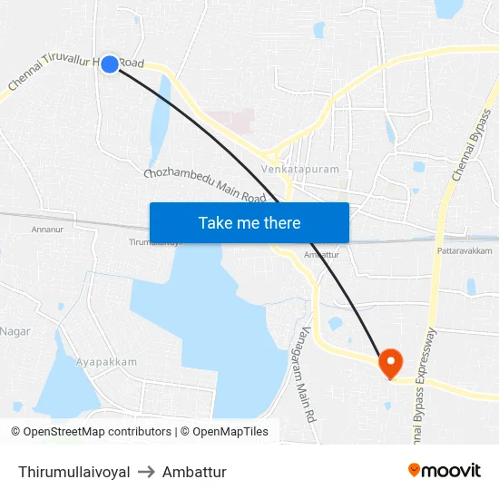Thirumullaivoyal to Ambattur map