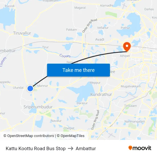 Kattu Koottu Road Bus Stop to Ambattur map